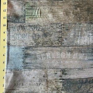 Flea Market Moxie Wood Crate Gray Cotton Fabric, Crate Panel Apparel Quilting, Cathe Holden, Moda Fabrics, 1 Yard or More
