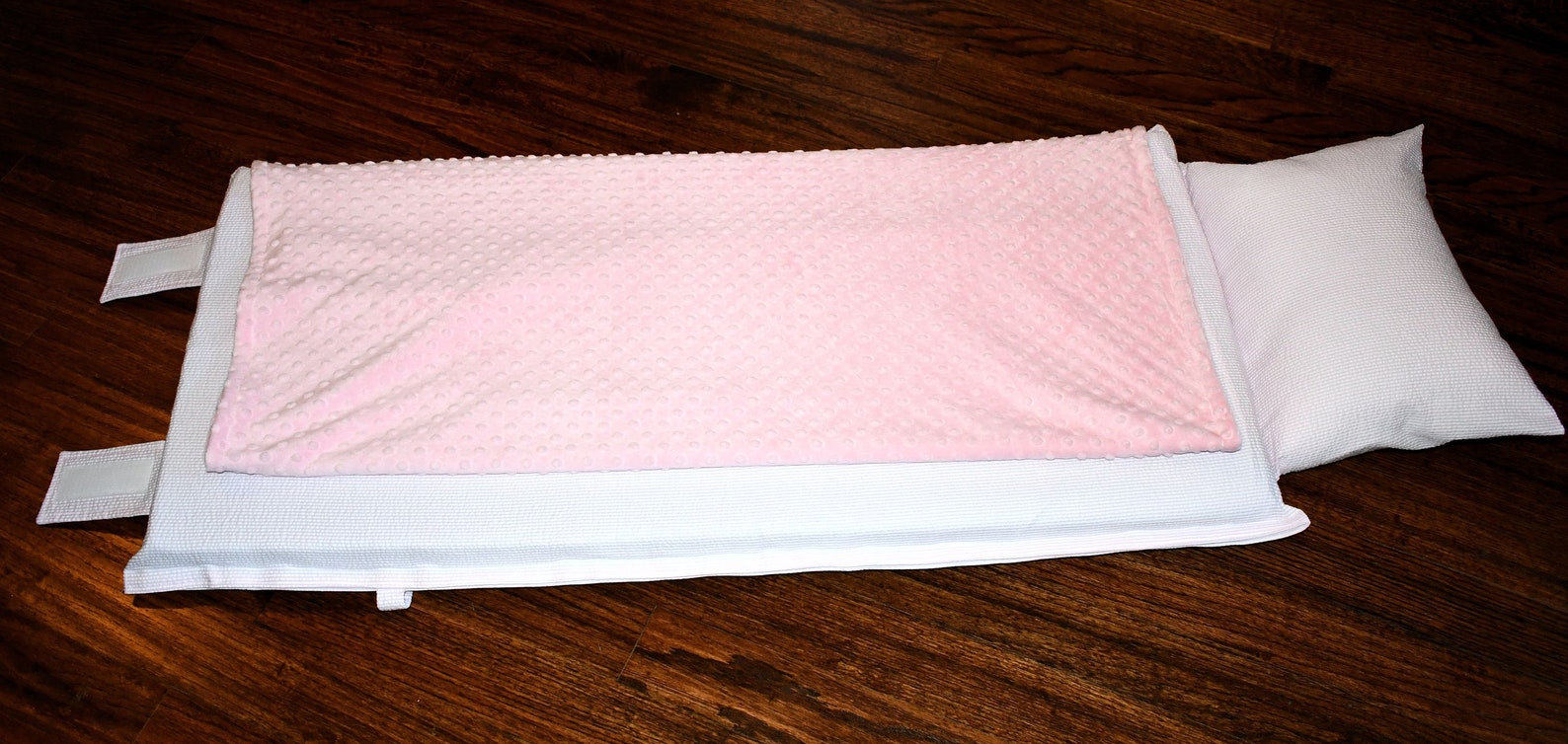 Lt. Pink Seersucker Stripe Memory Foam Kids Nap Mat With Pink Etsy