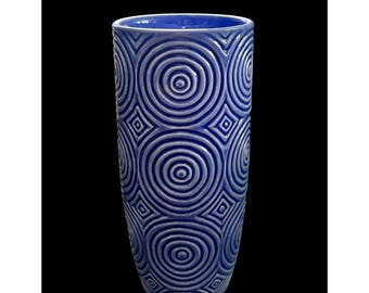 Geometrisches Design Kobalt Blau 22 cm Keramikvase