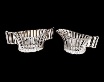 Mini jarra para crema y azucarero de cristal transparente vintage Heisey Ridgeleigh