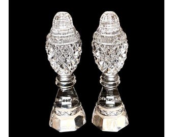 Vintage Bohemian Crystal Cut Pedestal Salt & Pepper Shakers