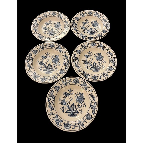 Set of 5 Vintage Nikko Japan Ironstone Blue Bonnet Harmony House 6