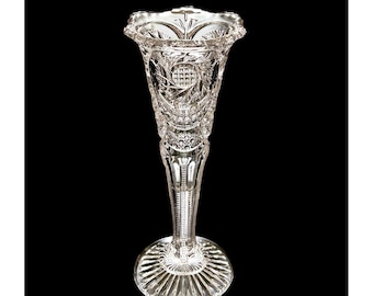 Antique EAPG McKee Glass Sunburst 6" Trumpet Bud Vase
