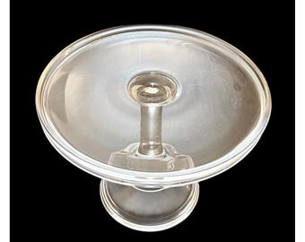 Vintage 1950er Jahre MCM Klarglas Runde Sockel Tortenplatte 19,5 cm hoch