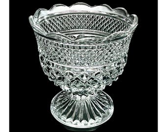 Centrotavola vintage Anchor Hocking Wexford in cristallo trasparente da 7 pollici