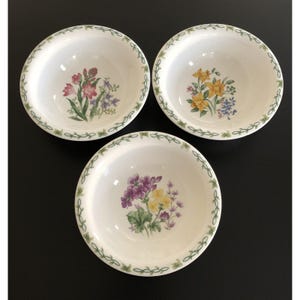 Set Of 3 Thomson Pottery China Floral Garden Retired 7" Soup Cereal Bowl