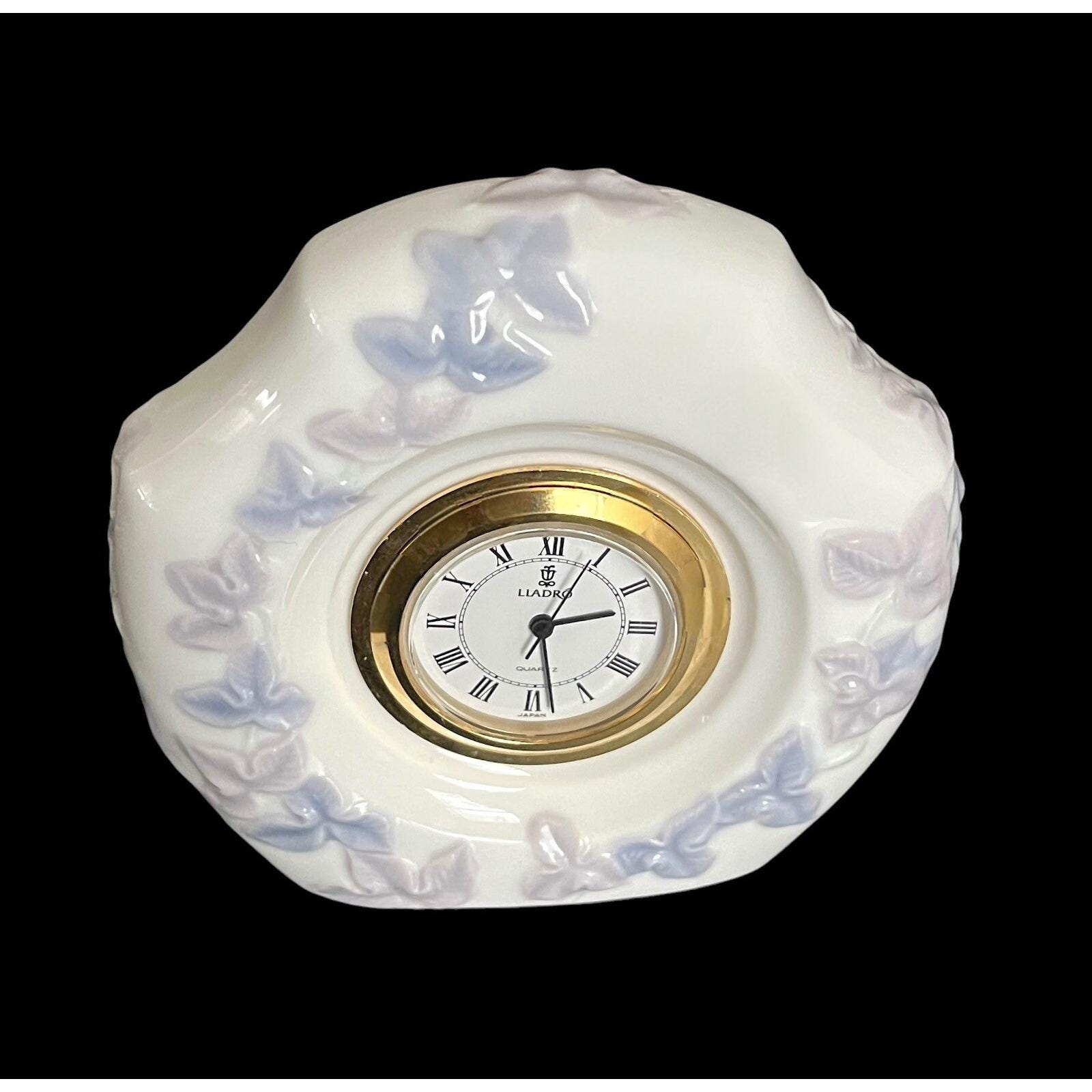 Vintage 1989 Lladro Porcelain Miniature Floral Mantel Clock Rare