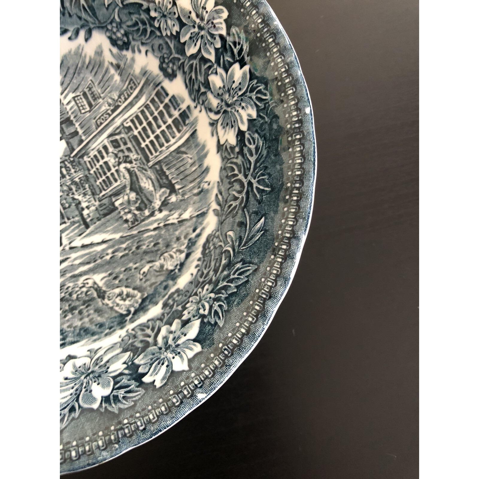 3 Coaching Taverns Royal Tudor Ware 1828 Staffordshire Blue 6-5/8