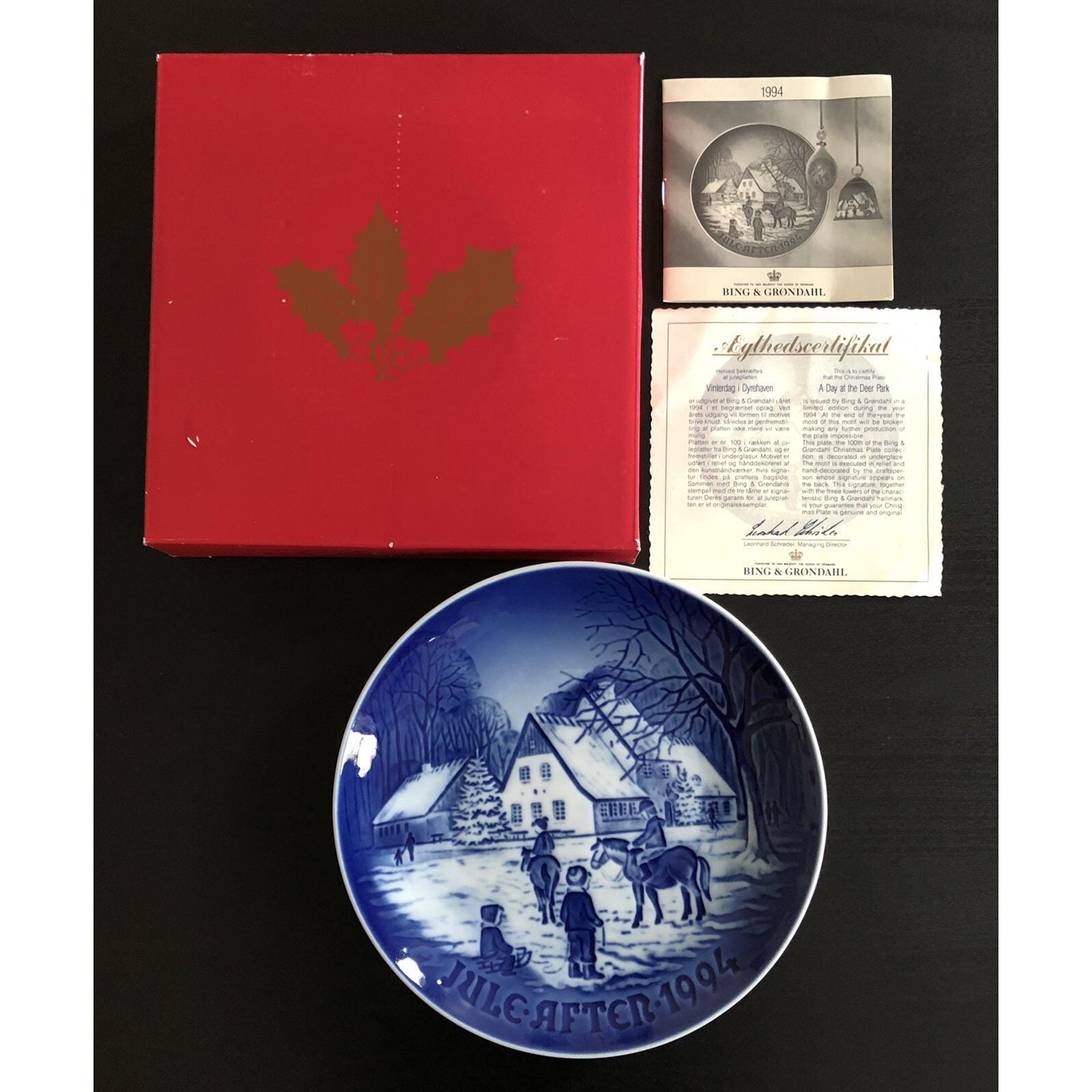 BING & GRONDAHL 1994 Christmas Plate BG - A Day at Deer Park