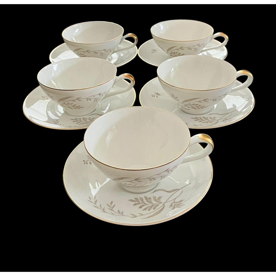 Set of 5 Vintage Johann Haviland Golden Wheat Cup & Saucer Set