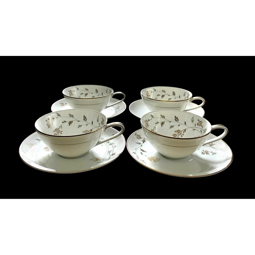 Set of 4 Vintage Noritake Andrea 5524 Cup & Saucer Sets Floral