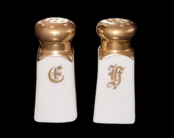 Vintage Haviland Limoges Ranson White Gold Trimmed Salt & Pepper Shakers