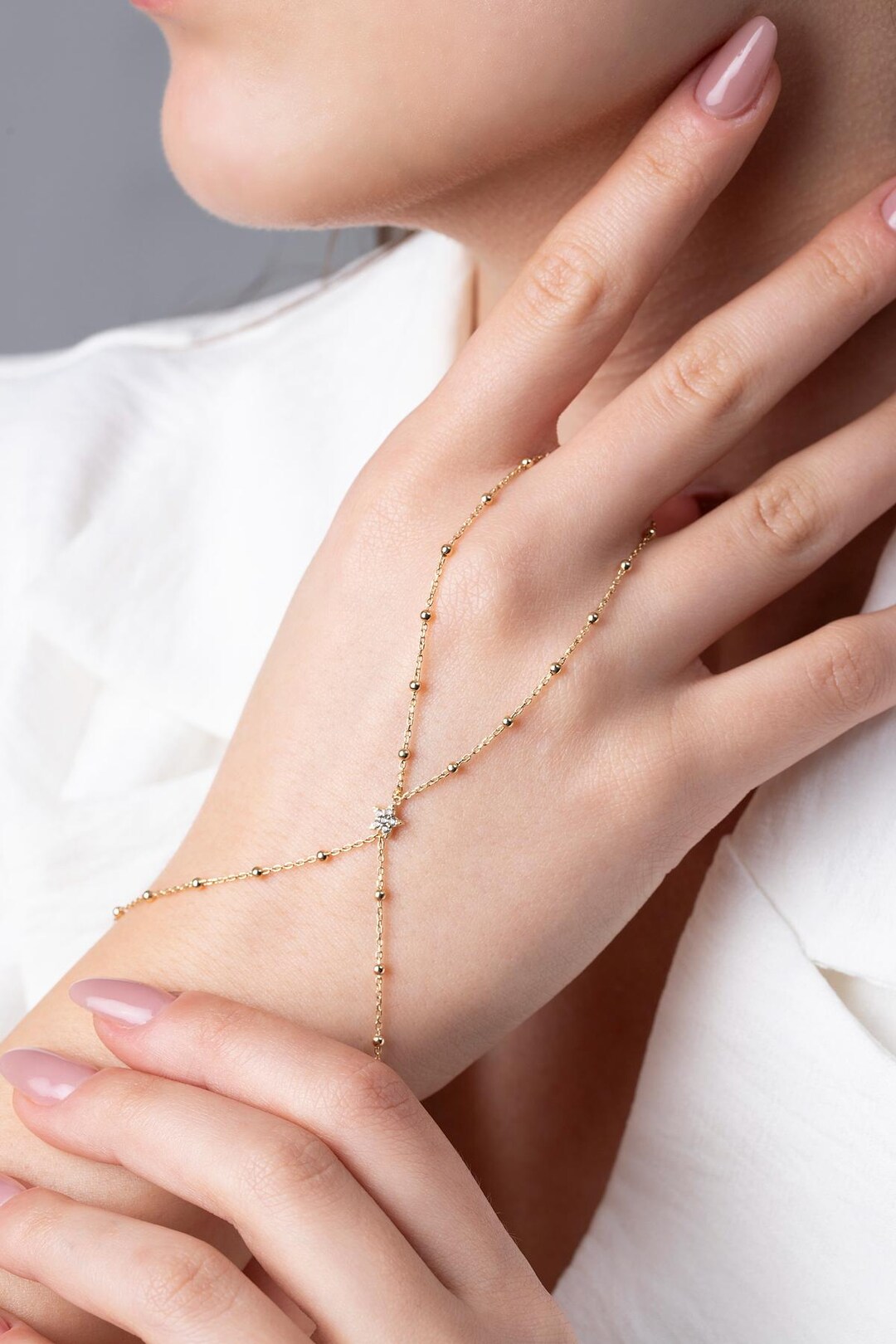 Star Hand Chain 14K Gold Star Hand Chain Bracelet, Graduation Gift Jewelry, Dainty Gold ...