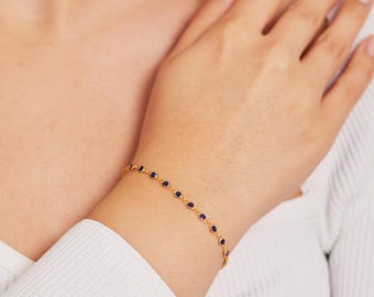 14K Gold Sapphire Tennis Bracelet, Blue Gemstone Bracelet, Dainty Tennis Bracelet, Wedding Bracelet, Bridesmaid Jewelry, Christmas Gifts