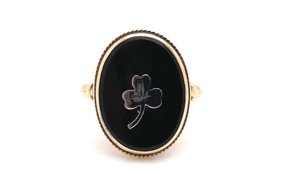 V I N T A G E // lucky oval onyx / 10k ring / onyx