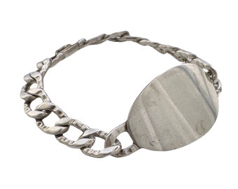 V I N T A G E // timeless ID / mid century sterling silver oval ID bracelet / 7.75", 37g