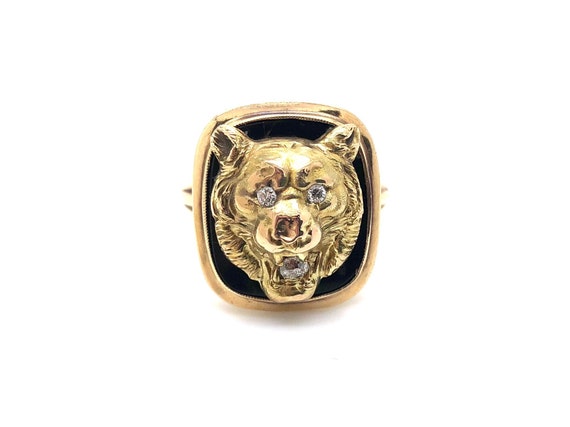 V I N T A G E // signet lion / 10k yellow gold wit