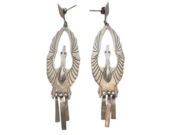 V I N T A G E // fly high / sterling silver thunderbird or phoenix rising statement earrings