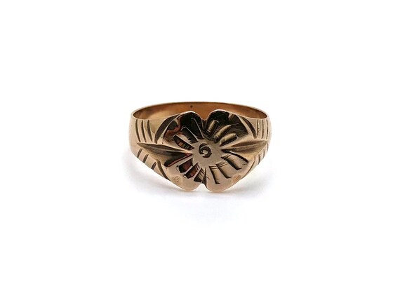 V I N T A G E / floral signet band / 14k etched fl