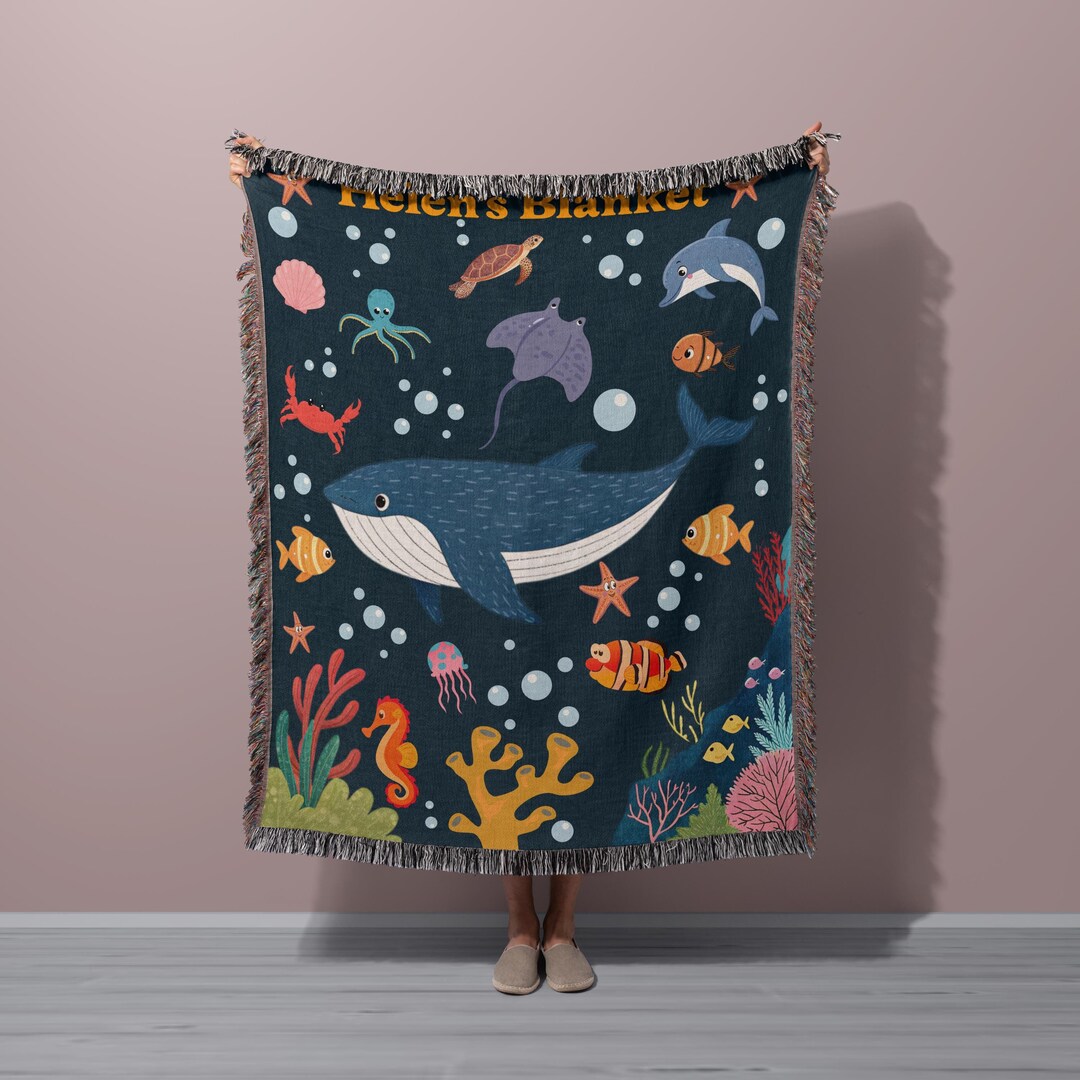 Under the Sea Blanket, Cozy Sea Life Throw ,personalized Blanket for ...