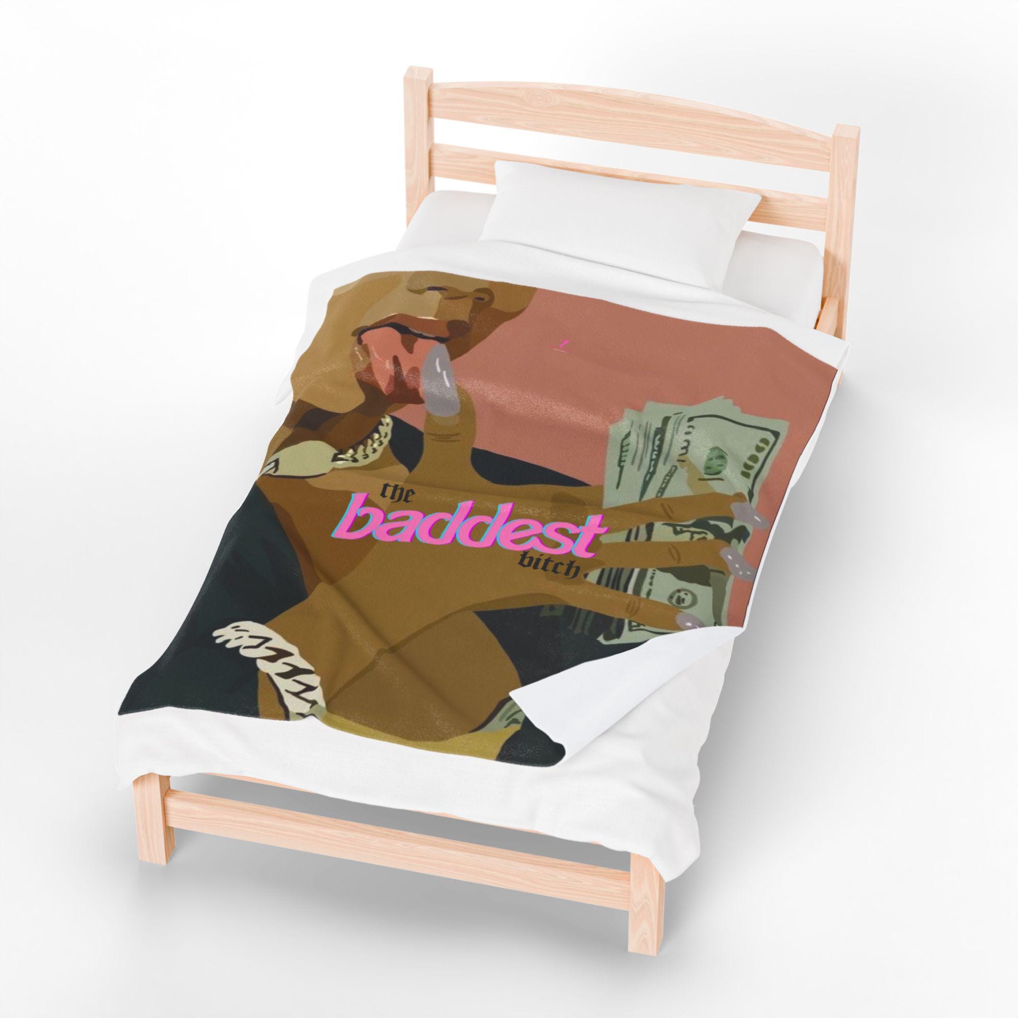 Baddie Bett Set Samt Plüschdecke, Kuscheliger Überwurf für Selbstliebe, Trendy Home Decor, Geschenk für Sie, Schlafzimmer Akzent