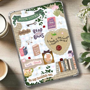 Cottagecore Kindle Insert: Bookish Theme, Cozy Stickers, Book lover (PDF Pattern)