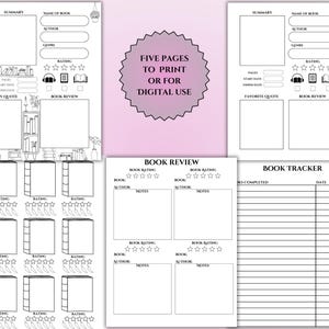 Book Review Template, Digital + Printable Product, Journal Book Review ...