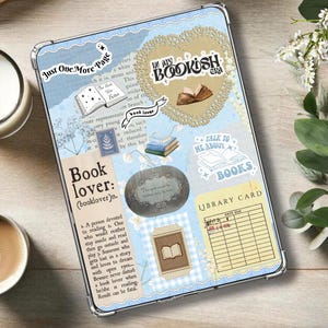 Baby Blue Kindle Insert for Clear Case, Digital Kindle, Printable Kindle Insert, Bookish themed kindle, paperwhite, Cozy Kindle Insert