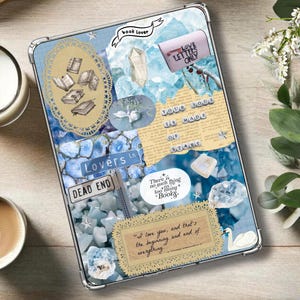 Kindle Insert for Clear Case, Bookish themed kindle, blue kindle sticker, book collage kindle insert, kindle skin, kindle decor, paperwhite