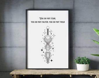 ACOTAR Sword Print: You Do Not Yield, Fantasy Book Wall Art (Digital Print)