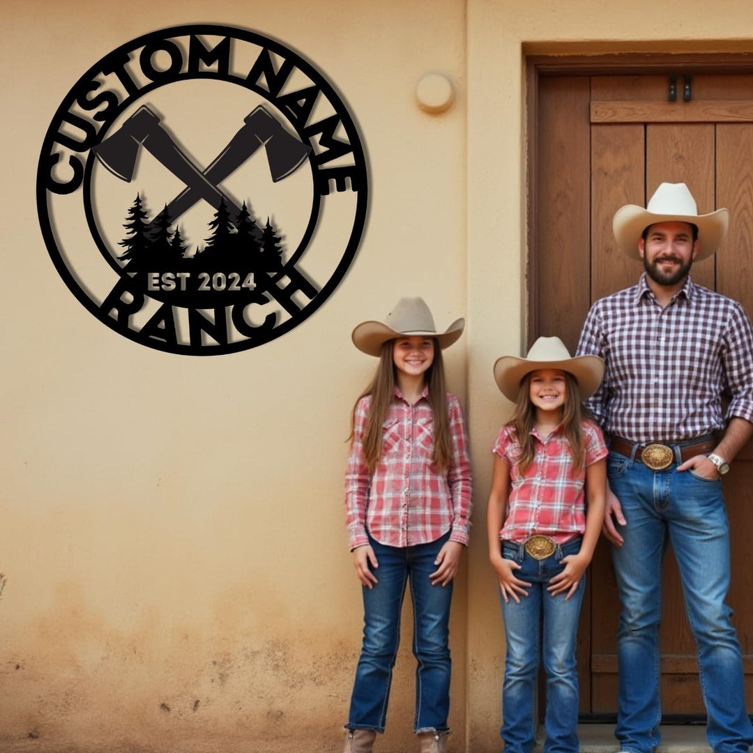 Je Monogram Ranch Personalized Ranch Sign, Custom Axes Metal Sign, Farm House Wall Sign ...