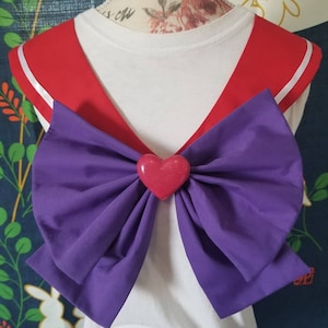 SUPER Mars Cosplay Costume - Red Collar, Purple Bow, Red Heart Brooch