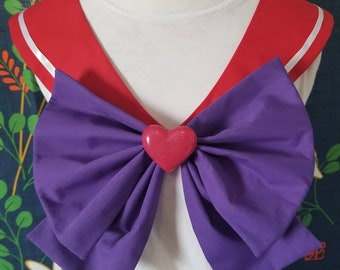 SUPER Mars Cosplay Costume - Red Collar, Purple Bow, Red Heart Brooch