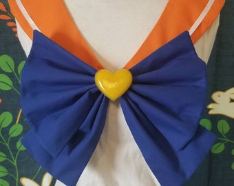 Super Venus Cosplay Costume - Orange Collar, Blue Bow and Yellow Heart Brooch