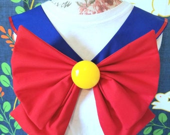 Codename V Cosplay! Royal Blue Collar, Red Bow, Yellow Brooch.
