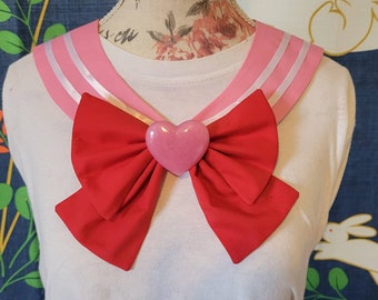 KIDS Little Moon Cosplay - Pink Collar, Red Bow, Pink Brooch