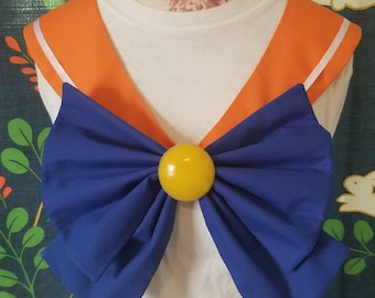 Venus Cosplay Costume Orange Collar, Blue Bow and Yellow Brooch