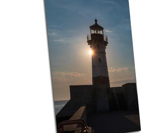 Duluth Lighthouse Wall Art, North Pier Sunset (Lake Superior Coast)