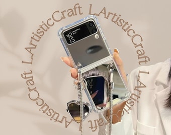 Heart Beads Bracelet Phone Case for Galaxy Z Flip, Mirror Finish