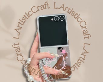 Custodia per telefono con specchio Kawaii Hello Kitty: custodia protettiva per Samsung Galaxy Z Flip