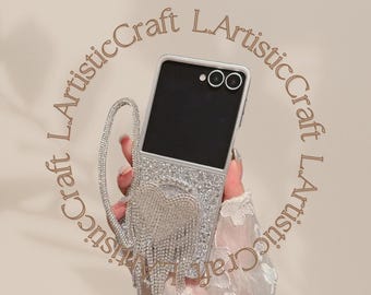 Diamond Tassel Magnetic Case: Samsung Galaxy Z Flip 7/6/5/4/3 Heart Chain Cover