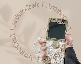 Gold Rose Plated Chain Phone Case for Samsung Galaxy Z Flip