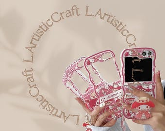 My Melody Samsung Z Flip Phone Case, Wavy Edge Hard PC Cover