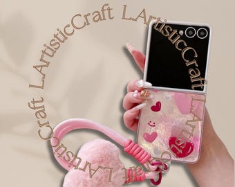 Glossy Heart Phone Case with Lanyard: Samsung Galaxy Z Flip