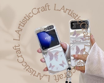 Custodia a specchio a farfalla per Samsung Galaxy Z Flip con catena da polso