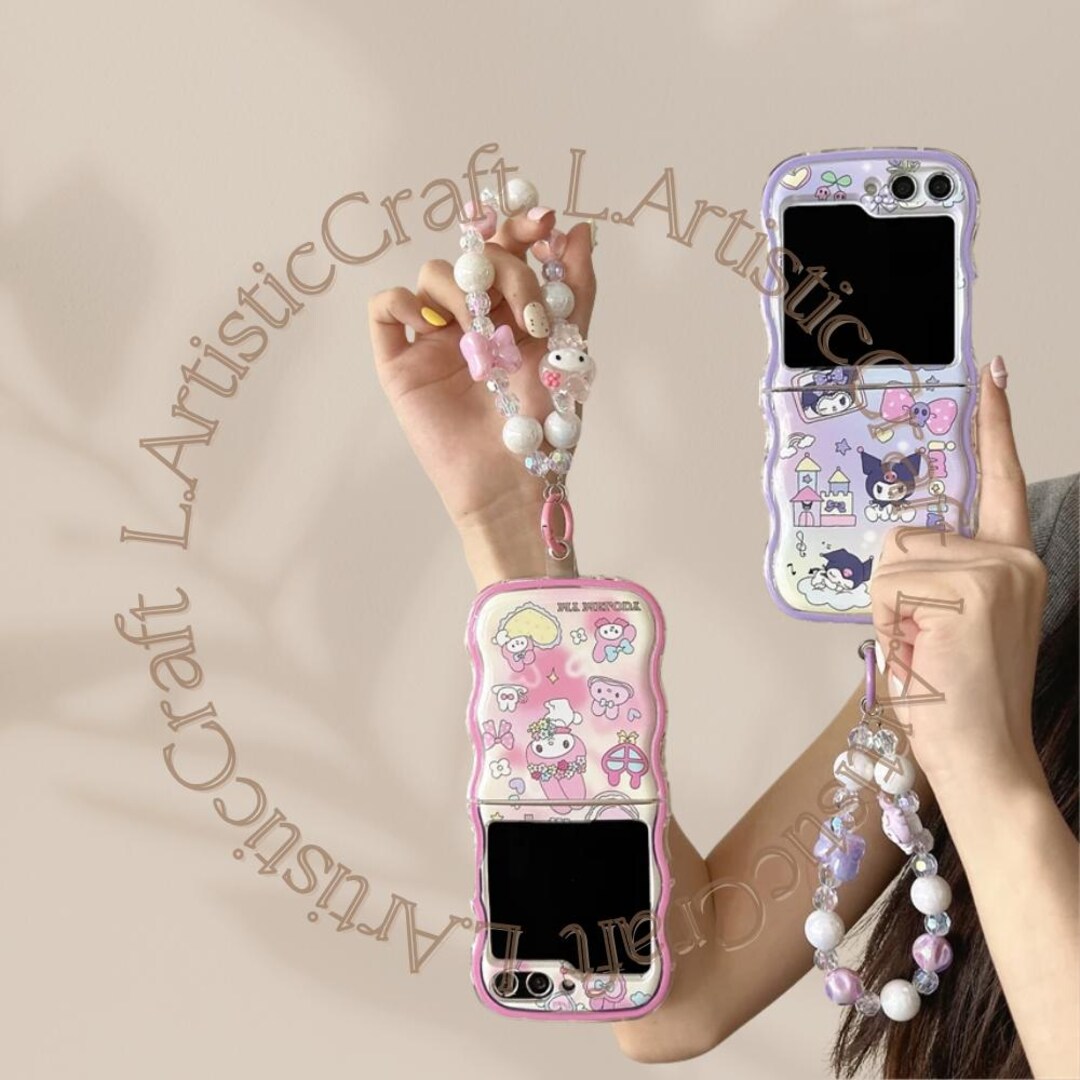 Kuromi Wave Frame Phone Case With Lanyard for Galaxy Z Flip - Etsy