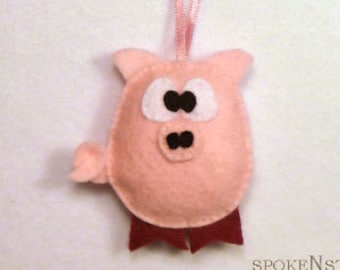 Pig Ornament PATTERN Felt Christmas Piggy Ornament Decoration DIY Sewing Project Gift Topper PDF Oink