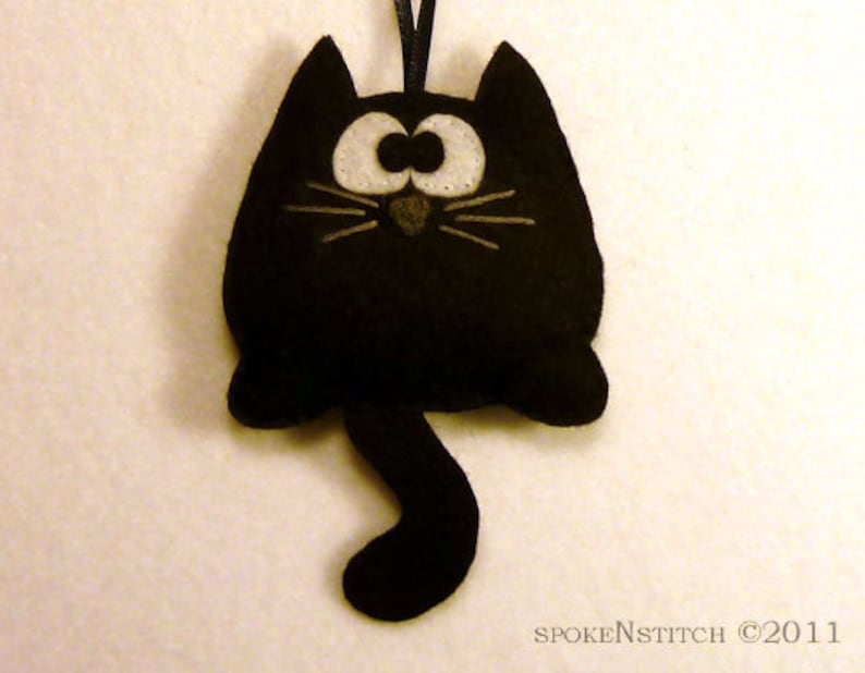 PATTERN Cat Ornament Grey Kitty Felt Christmas Ornament Kitten Meow Pussy Cat Black Cat Haloween Gift Topper Feline image 2