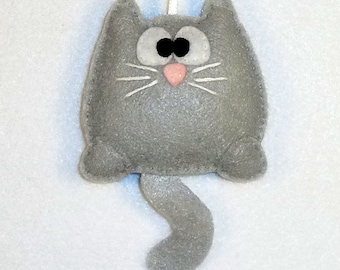 PATTERN Cat Ornament - Grey Kitty Felt Christmas Ornament Kitten Meow Pussy Cat Black Cat Haloween Gift Topper Feline