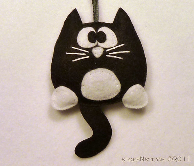 Cat Ornament Tuxedo Kitty Ornament PATTERN Felt Christmas Etsy